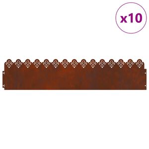 vidaXL Pl&aelig;nekanter 10 stk. 103 x 0,05 x 22 cm Cortenst&aring;l Rusten