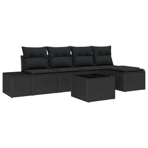 vidaXL Havesofa S&aelig;t med pude med opbevaring 5 pcs Sort polyrattan