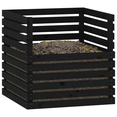 vidaXL kompostbeholder 80x80x78 cm massivt fyrretræ sort