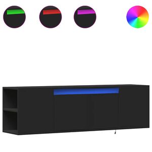 vidaXL v&aelig;gh&aelig;ngt tv-bord med LED-lys 135x31x39,5 cm sort