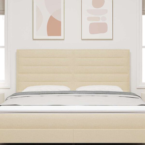 vidaXL LED sengegavl med LED -strimmellys Creme 180 cm Polyester