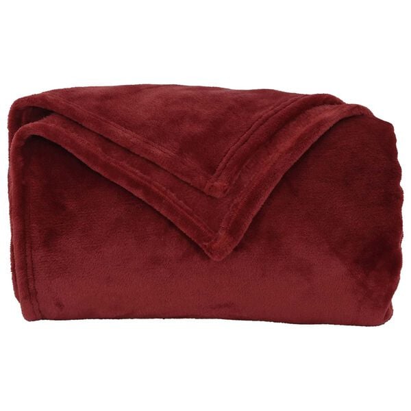 vidaXL Throw t&aelig;ppe Bordeaux R&oslash;d 130 x 150 cm Fleece