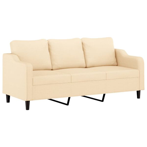 vidaXL 3-personers sofa med puder og hynder 180 cm stof cremefarvet