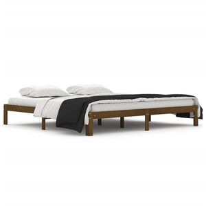 vidaXL sengeramme 200x200 cm massivt fyrretr&aelig; gyldenbrun