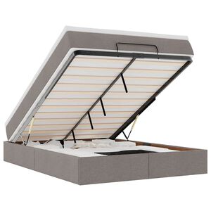 vidaXL osmannisk sengeramme med madras 140x190 cm stof gr&aring;brun