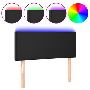 vidaXL sengegavl med LED-lys 80x5x78/88 cm kunstl&aelig;der sort