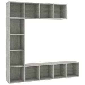 vidaXL bogreol/tv-m&oslash;bel 3 dele 180x30x180 cm betongr&aring;