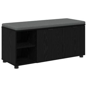 vidaXL Hallb&aelig;nk med pude Sort Eg 100 x 38 x 46 cm Kunstigt tr&aelig; og stof
