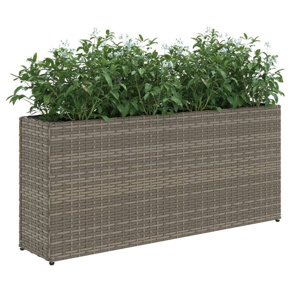 vidaXL plantekasser 2 stk. med 2 potter 90x20x40 cm polyrattan gr&aring;