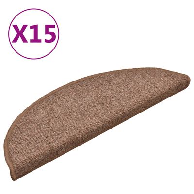 vidaXL trappemåtter 15 stk. 56x17x3 cm brun