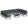 vidaXL Havesofa S&aelig;t med pude 10 pcs Sort Aluminium