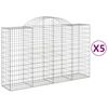 vidaXL buede gabionkurve 5 stk. 200x50x120/140 cm galvaniseret jern