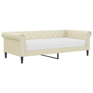 vidaXL daybed med madras 90x200 cm kunstl&aelig;der cremefarvet