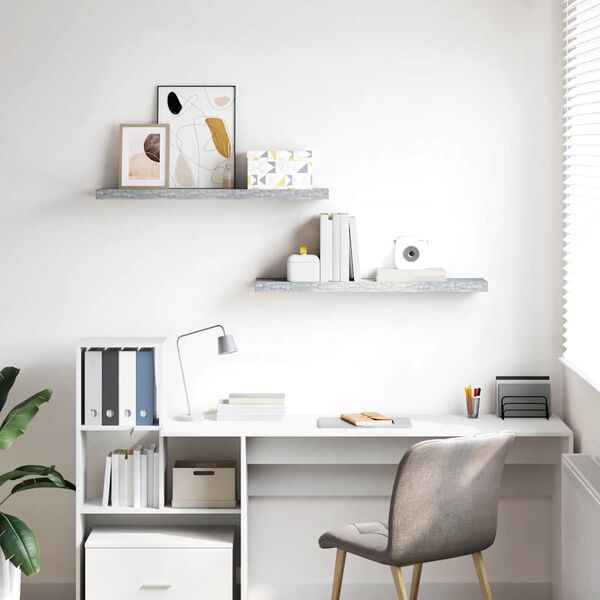 vidaXL sv&aelig;vehylder 2 stk. 90x23,5x3,8 cm MDF betongr&aring;