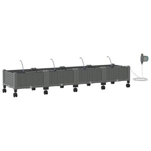 vidaXL Havekrukke med vanding og hjul 4 stk. Lysegr&aring; 160 x 40 x 28 cm