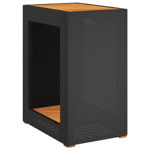 vidaXL havebord med tr&aelig;top 60x40x75 cm polyrattan sort