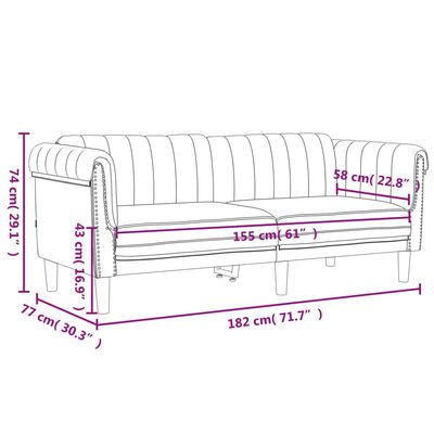 vidaXL 2-personers sofa velour lysegrå