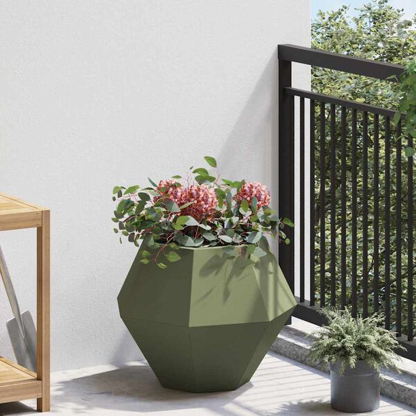 vidaXL Plantekasse 2 pcs Oliven gr&oslash;n 50 x 50 x 40 cm St&aring;l