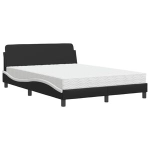 vidaXL seng med madras Dover 140x190 cm kunstl&aelig;der sort og hvid