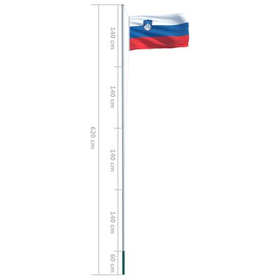 vidaXL Sloveniens flag og flagstang 6,2 m aluminium