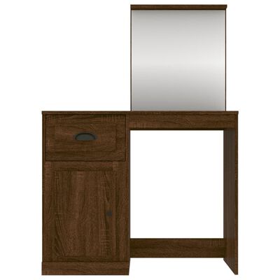 vidaXL makeupbord med spejl 90x50x132,5 cm konstrueret træ brunt eg
