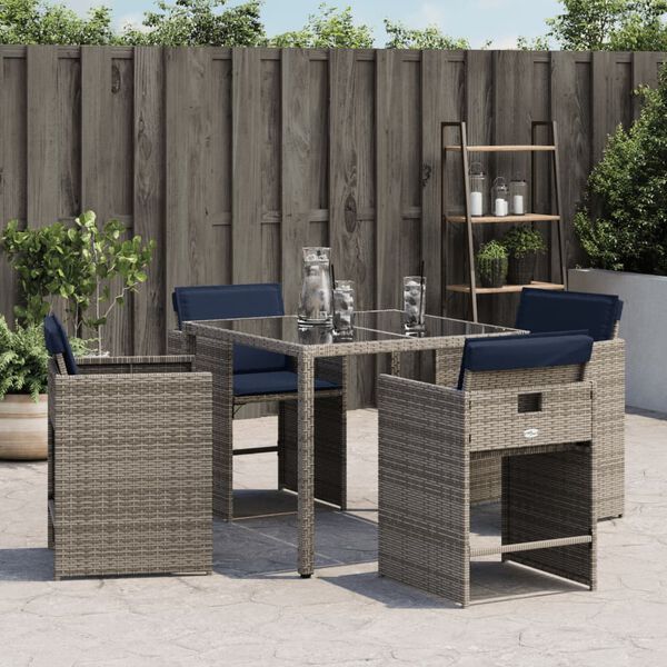 vidaXL havestole med hynder 4 stk. polyrattan grå