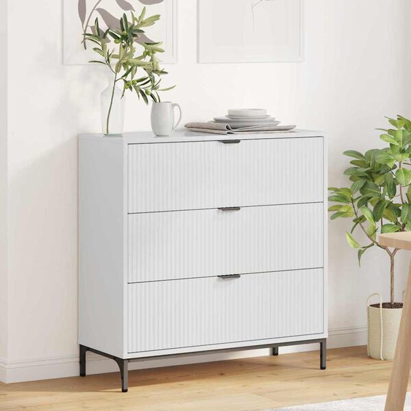 vidaXL Sideboard H&oslash;j gloss hvid 79,5 x 33 x 82 cm Konstrueret tr&aelig;