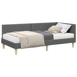 vidaXL Hj&oslash;rnesengramme med Madras 2 stk. M&oslash;rkegr&aring; 80 x 200 cm Stof