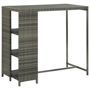 vidaXL barbord med opbevaringsstativ 120x60x110 cm polyrattan gr&aring;