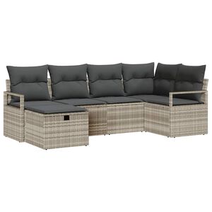 vidaXL Sofa S&aelig;t 6 stk. 6-Antal s&aelig;der Lysegr&aring; polyrattan