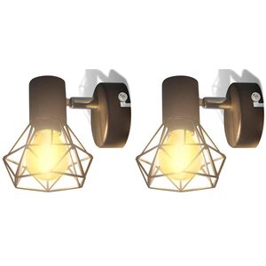 vidaXL v&aelig;glamper 2 stk. med LED-p&aelig;rer industriel stil sort