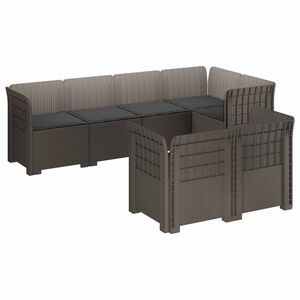vidaXL 7-personers have-sofa med puder i rattanlook PP Lysegr&aring;