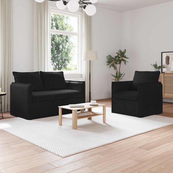 vidaXL Sofa S&aelig;t 2 pcs Sort 196 x 82 x 85 cm Stof