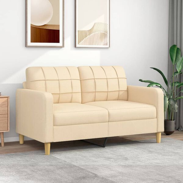 vidaXL 2-personers sofa 140 cm stof cremefarvet