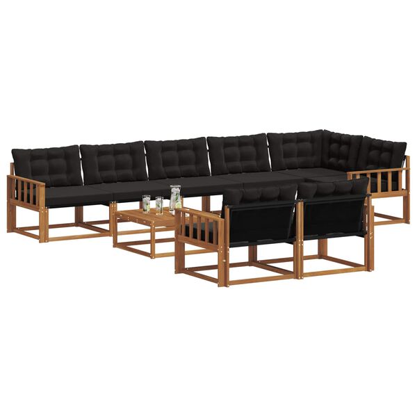 vidaXL Udend&oslash;rs sofagruppe med pude 9 pcs Naturlig og sort