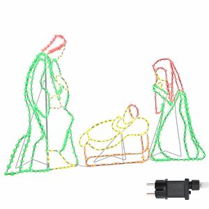 vidaXL Belyst Nativitetsscene Flerfarvet 112 x 71,5 cm PVC