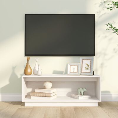 vidaXL tv-bord 90x35x35 cm massivt fyrretræ hvid