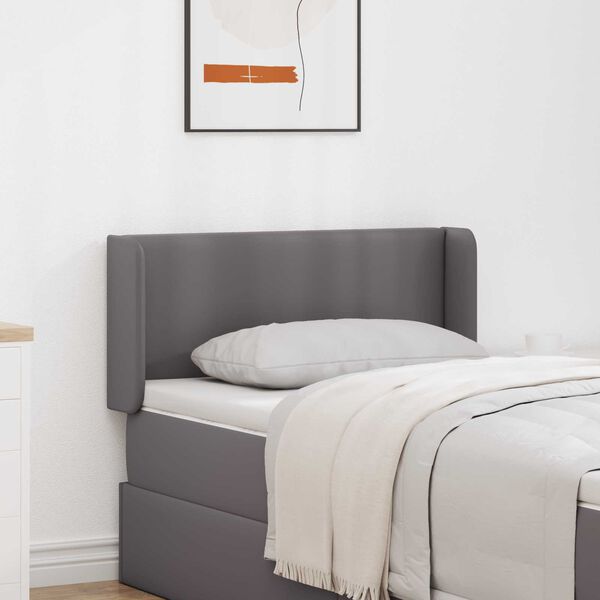 vidaXL Hovedg&aelig;rde&oslash;re 2 pcs Gr&aring; 40 x 16 x 5 cm Plywood og Faux L&aelig;der