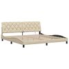 vidaXL sengeramme med LED uden madras 200x200 cm stof cremefarvet
