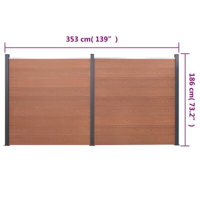 vidaXL hegnspanelsæt 353x186 cm WPC brun