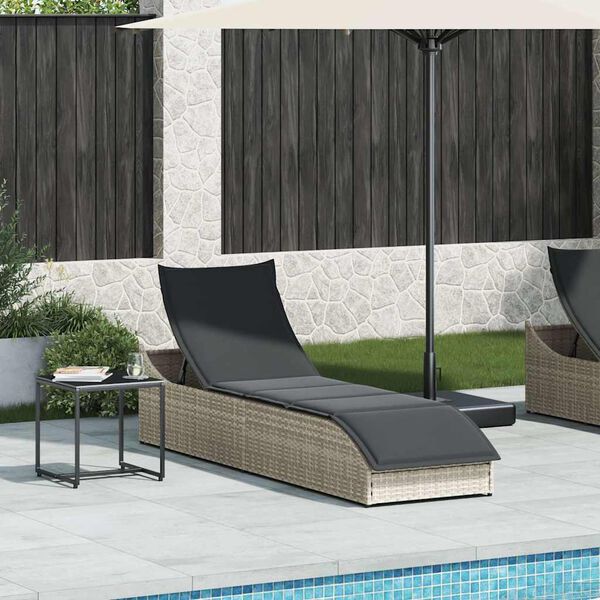 vidaXL sammenklappelig solseng med hynde og opbevaring polyrattan