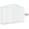 vidaXL buede gabionkurve 18 stk. 200x30x120/140 cm galvaniseret jern