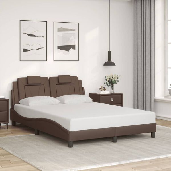 vidaXL sengeramme Viana med LED uden madras 140x190 cm brun