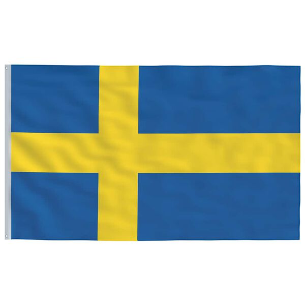 vidaXL Sverige flag og flagstang 5,5 m aluminium