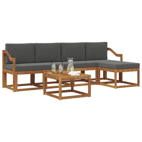 vidaXL Udend&oslash;rs sofagruppe med pude 6 pcs Naturlig og Antracit