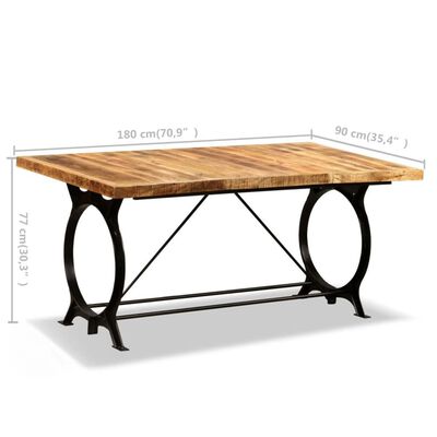 vidaXL spisebord i massivt ru mangotræ 180 cm