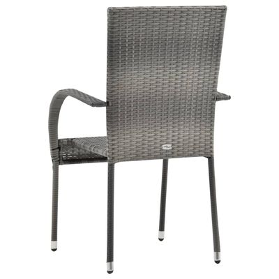 vidaXL stabelbare udendørsstole 6 stk. polyrattan grå