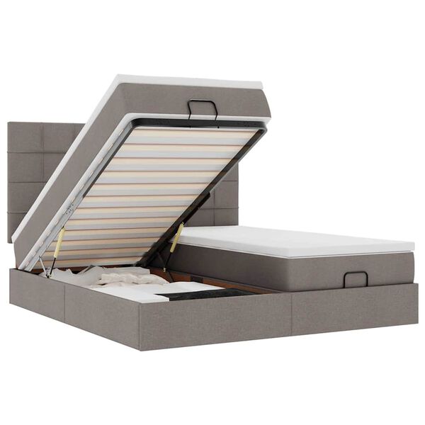 vidaXL osmannisk sengeramme med madrasser 200x200 cm stof gr&aring;brun