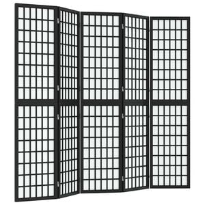 vidaXL 5-panels rumdeler 200x170 cm foldbar japansk stil sort