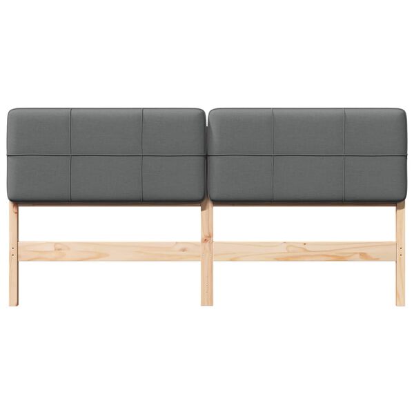 vidaXL Polstret sengegavl Brun og Lys Gr&aring; 200 cm Massiv fyrretr&aelig;